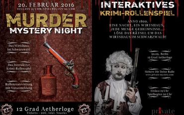 Flyer Private-Mystery NIGHT in Bochum.Front- und Rückseite