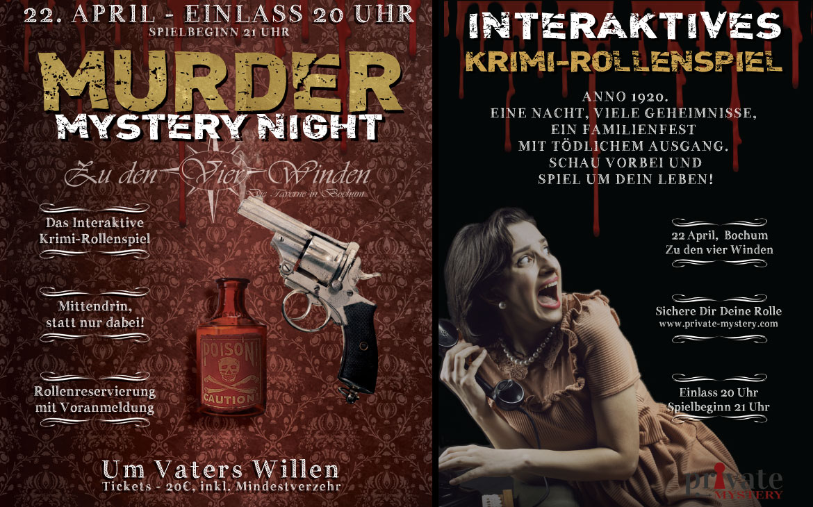 Eventflyer - Murder Mystery Night in Bochum - Um Vater Willen!